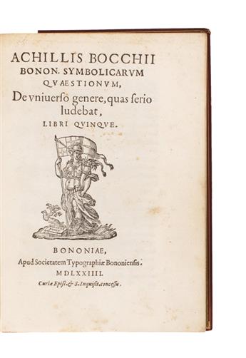 EMBLEM LITERATURE  BOCCHI, ACHILLE. Symbolicarum quaestionum . . . libri quinque. 1574